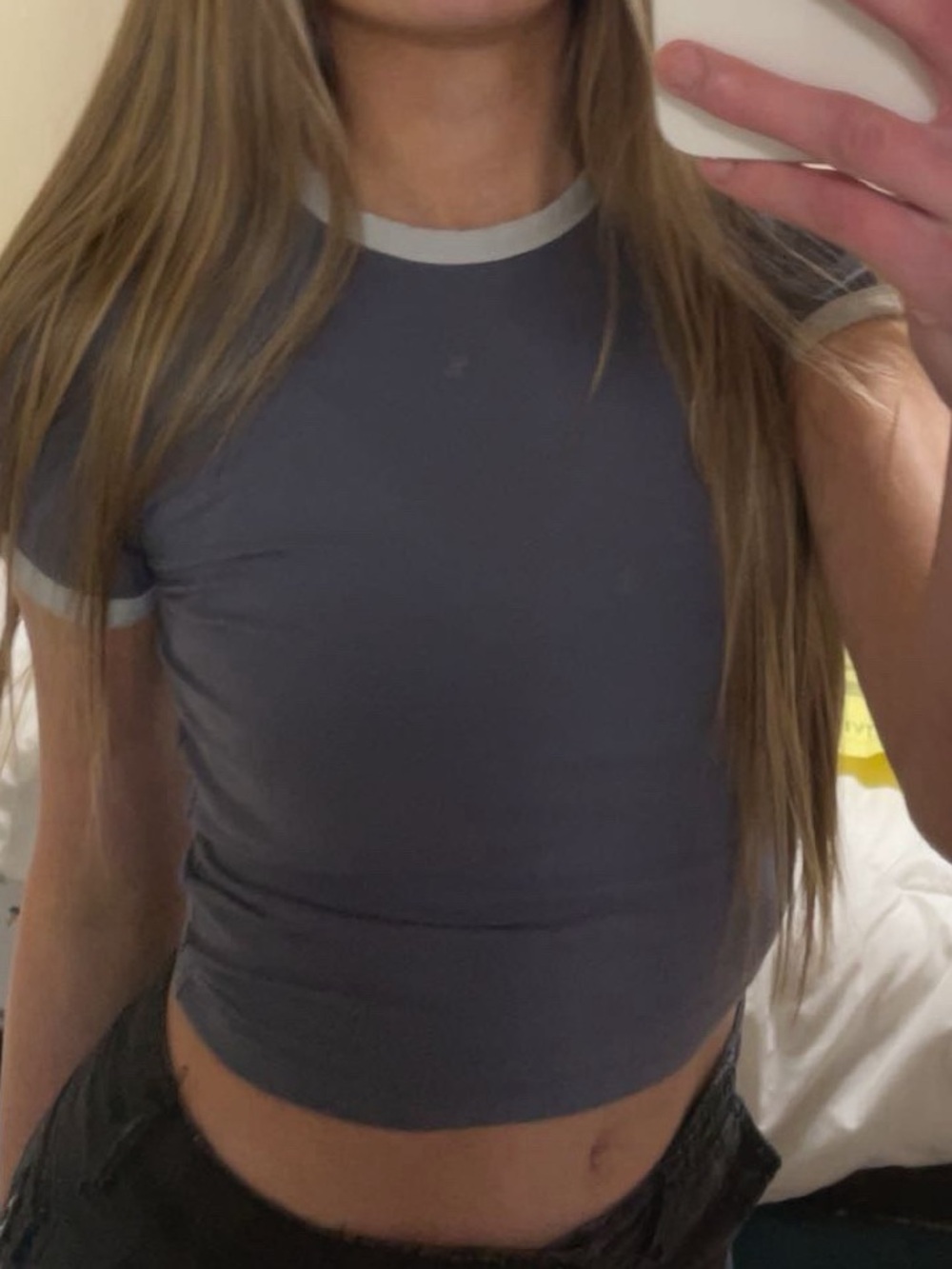 Hollister Blue Short Sleeve Ringer Tee with White Trim